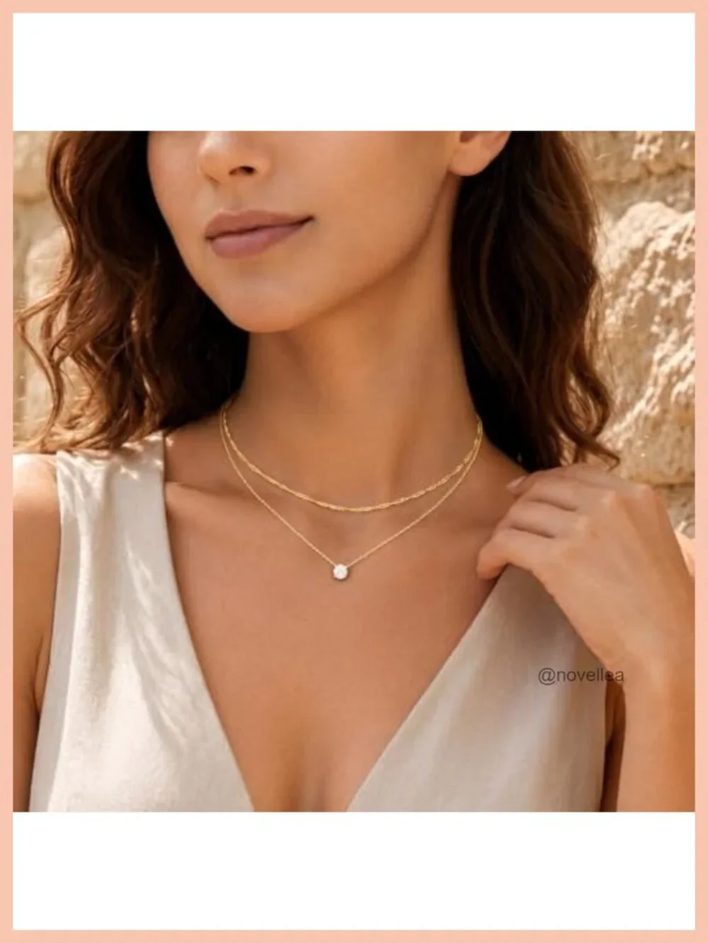 Layered Dainty Necklace Set, 14K Gold Plated Choker with Cubic Zirconia